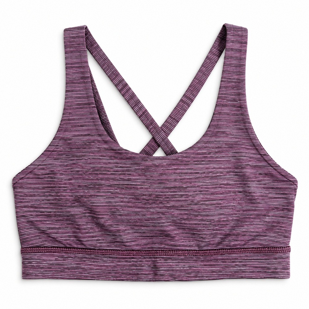 Lululemon Energy Bra Womens Size 6 Heathered Purple Strappy Medium Support